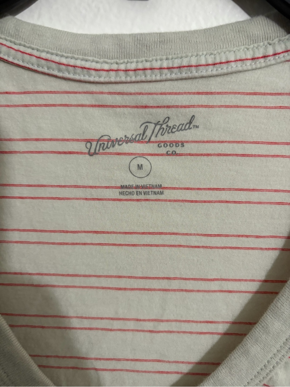 Universal Thread Cream Tee with Pink Stripes - Picture 2 of 3